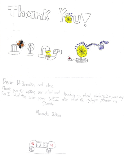 Student Impressions of the Energy and Electricity Workshop at Bartle Elementary School.