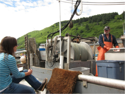 IGERT trainee Megan Peterson with an Alaskan Longline Fisherman