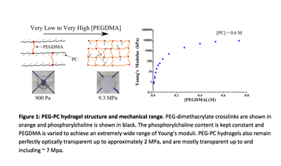 Figure 1: PEG-PC hydrogel structure and mechanical range