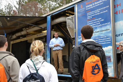 High school students visiting the mobile gasifier at Auburn Engineering Open House