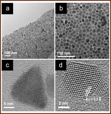 Figure 1: Transmission Electron Microscopy (TEM) images of Cu(In1-xGax)Se2 nanocrysals. 